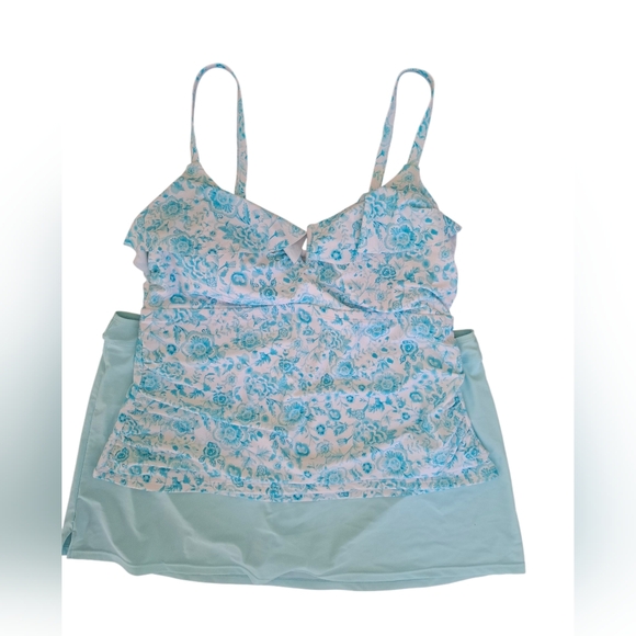 Crown & Ivy Mint Gteen Tankini Top 1X And Swim Skirt XXL - Picture 1 of 8